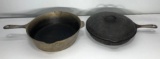 2 Wagner Nickle Plated Fry Pans One is Shallow with Lid