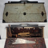 Old Wooden Carpenters Toolbox Full of Antique Tools