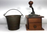 Cooper or Metal Behrens Mfg. Winona, MINN E.Y. Abbott Salesman Sample Bucket / Pail & Coffee Grinder