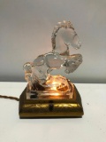 Lighted Display Base and Clear Glass Horse