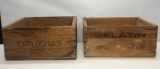 Lot of 2 Wooden Crates, Explosives and Gelatin