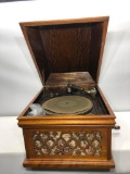 Early Silvertone Wood Cased Countertop Record Player, Victrola Style