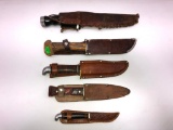 Lot of 5 Vintage Hunting and Scuba Knives KIENEL& PIEI, WESTERN, IMPERIAL & SEA HAWK