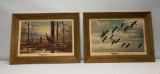 Lot of 6 Vintage Cardboard Framed Storz Omaha Wildlife Prints 2 FEDERAL & 4 SCHLITZ Brewing Co.
