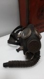 Vintage MSA Industrial Gas Mask and Metal Storage Box
