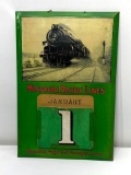 Missouri Pacific Lines Railroad Calendar, Metal w/ Cardboard Inserts, 19in x 12.5in