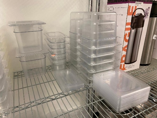 Lot of 19 Cambro Camwear Food Pans All w/ Lids, 1/6, 1/9 Size, 6in for the 1/6, 4in for 1/9