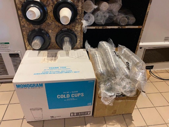 Full Case of Monogram 24oz Clear Cold Cups, Misc. Unused Lids, Portion Cups and Cups