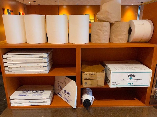 16 New Packs of Safe-t-gard Toilet Seat Covers, Case of Foam Hand Soap, Paper Towels & Toilet Paper