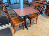 Restaurant Table (24in x 30in x 29in) w/ 2 Solid Wood Restaurant Chairs