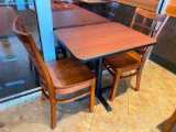 Restaurant Table (24in x 30in x 29in) w/ 2 Solid Wood Restaurant Chairs