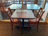 Restaurant Table w/ 2 Wooden Chairs, 29in H, 30in L, 24in D, Solid Wood Ladder Back Chairs
