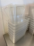 Lot of 6 Cambro Camwear 1/3 Size, 6in Food Pans w/ Lids & False Bottoms No. EN 631-1