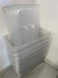 Lot of 6 Cambro Camwear 1/3 Size, 6in Food Pans w/ Lids & False Bottoms No. EN 631-1