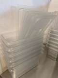 Lot of 6 Cambro Camwear 1/3 Size, 6in Food Pans w/ Lids & False Bottoms No. EN 631-1