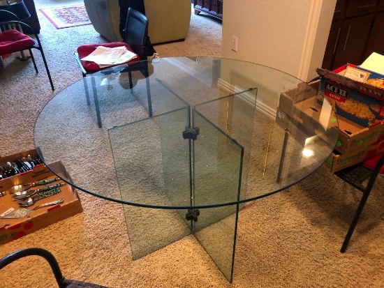 Glass Base and Glass Top Kitchen Table 42" Diameter