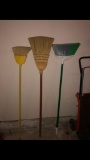 Three Brooms and 2 Folding Chairs with Bags