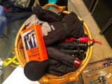 Bucket of Umbrellas, Gloves and Ice Gripper Shoe Attachment