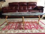 Glass Top Coffee Table with Brass Seahorse Motif Frame-Very Heavy