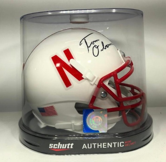 Autographed Mini Helmet TOM OSBORNE "Osborne COA" HUSKERS