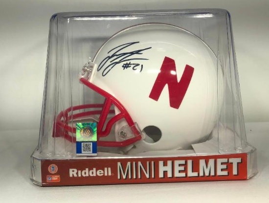 Autographed Mini Helmet LAMAR JACKSON Husker Captain