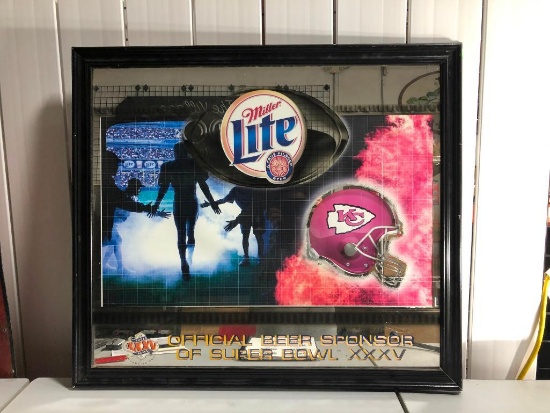 Retro Super Bowl Kansas City Chiefs BAR SIGN Glass Framed