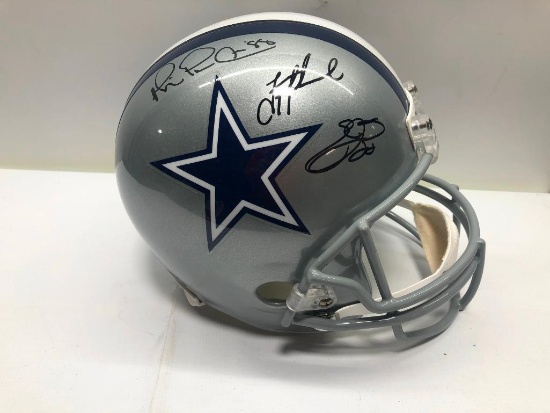 Emmitt Smith, Troy Aikman, and Michael Irvin Signed Full Size Helmet (Beckett and Player Holograms)