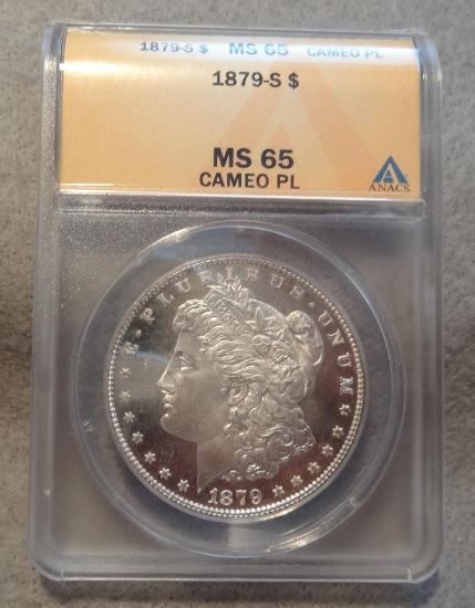1879 S Morgan Silver Dollar ANACS MS65 Cameo PL