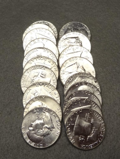 1961 P Roll of 20, BU/UNC Franklin Half Silver Dollars