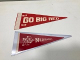 1950s Nebraska Mini Pennant and 1969 Go Big Red Mini Pennant