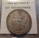 1878 8/7 Tail Feather Morgan Silver Dollar