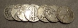7 Silver Walking Liberty Half Dollars 1941 - 1945