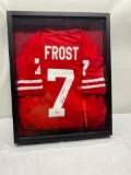 Framed Signed Scott Frost No. 7 Husker Jersey in Shadow Box Under Glass