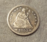 1853 w/ Arrows Seated Liberty Quarter