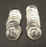 1962 P Roll of 20, BU/UNC Franklin Half Silver Dollars