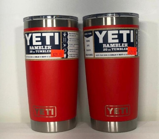 (2) Two Yeti Rambler 20oz Canyon Red with Magslide MSRP: $29.99