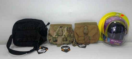 (4) Howard Light Impact Sport Shooters Earmuff, Condor Tan First Response Bag,