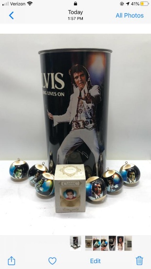 (3) Elvis Trashcan, Elvis Towel, Assorted Elvis Holiday Ornaments