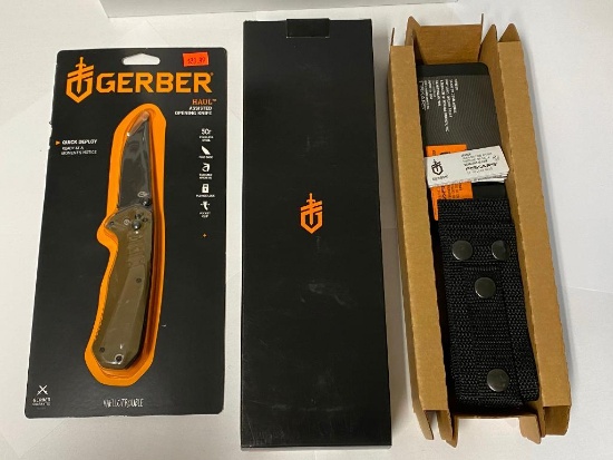 2 Gerber Knives, Strongarm Fixed Blade Black SE, Haul Assisted Open Knife