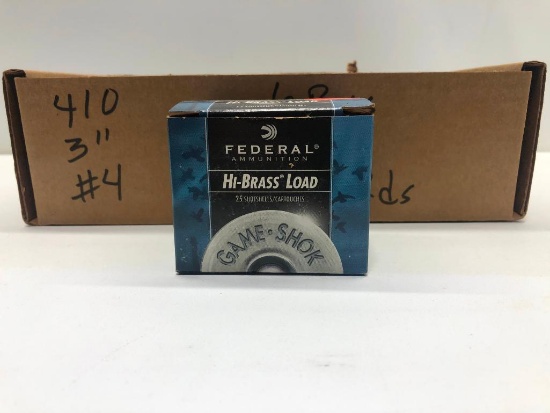 Federal Hi Brass Load .410 Guage 3'' 4 Shot - 6 Boxes/25/Box = 150 Rounds/Shells