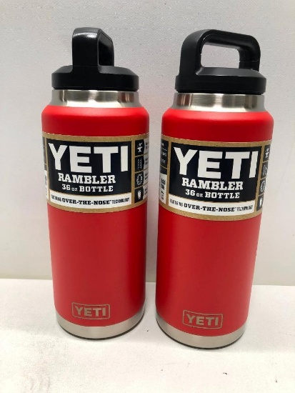 Lot of 2- 2 36oz Yeti Rambler Bottles Canyon Red