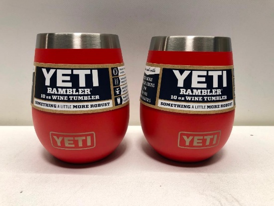 Lot of 2- 2 Yeti 10 oz Wine Tumblers Canyon Red MSRP $ 50.00