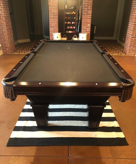 Brunswick 4x8 Hardwood Slate Billiards Pool Table w/ Cues, Includes Alkar Billiards Moving Expense