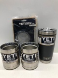 (4) Two Yeti 10oz Lowball Stainless Steel, Yeti Rambler 20oz Tumbler Charcoal w/ Magslide