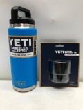 (2) Yeti Rambler 26oz Bottle Tahoe Blue, Yeti Rambler Hot Shot Cap Fits All Rambler Bottles