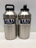 (2) Two Yeti Rambler 64oz Bottles Stainless Steel