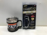 (2) Sabre Defense Spray Quick Release Key Ring, Yeti Rambler 14oz Mug Black