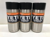 (3) Three Yeti Rambler 12oz Bottles Stainless Steel
