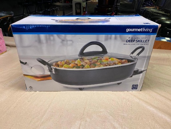 Gourmet Living 6 qt. glass covered deep skillet