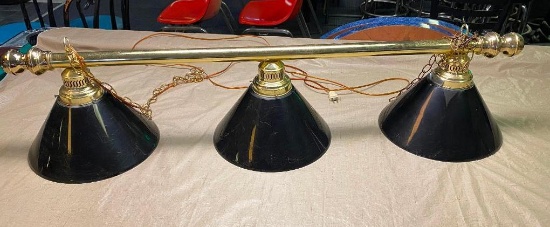 Pool Table Light 54 in long; Shades: 14in w/ Spare Shades, Black